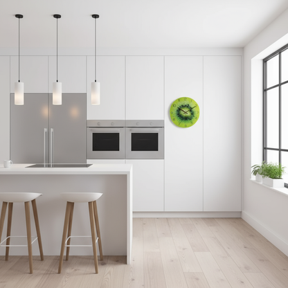 Modern Large Glass Wall Clock with Minimalist Design for Elegant Kitchen and Living Room Decor
