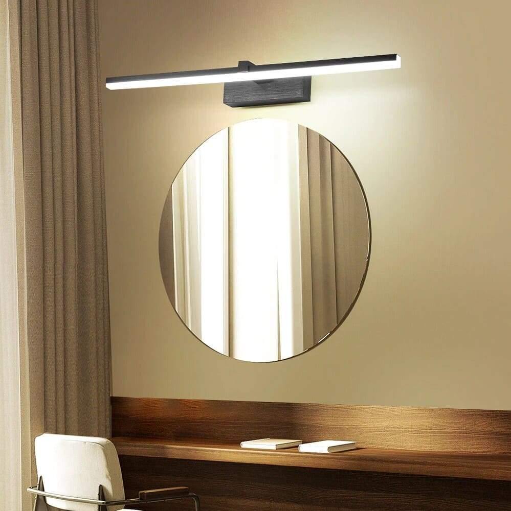 Nowoczesna łazienkowa lampa ścienna w matowej czerni z ciepłym światłem LED