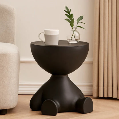 Modern Round Coffee Table Compact Side Accent Stool Cream Finish