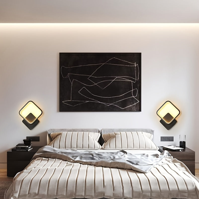 Moderne vierkante led-wandlamp, 14W, dimbaar licht met drie tinten