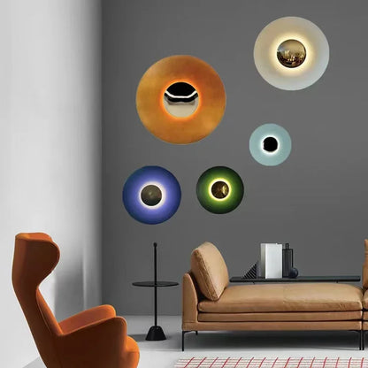 Modern Round LED Wall Lamp with Adjustable Lighting and Multiple Color Options