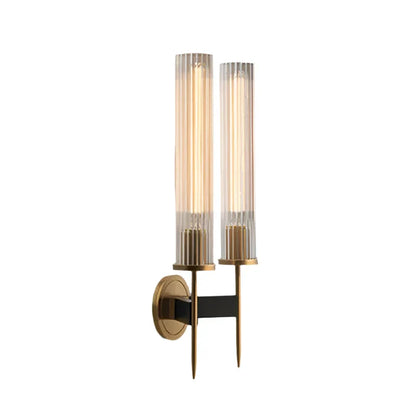 Möni Ribbed Glass Wall Lamp – Modern Brass Finish Indoor Light