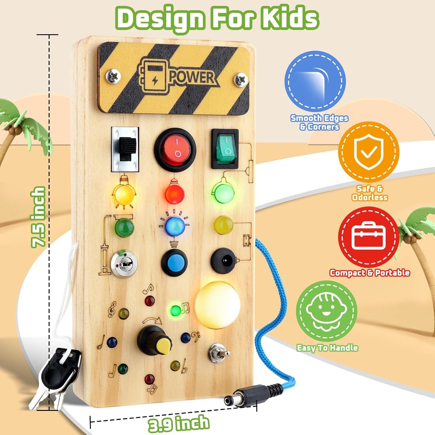 Montessori LED Busy Board Sensorisches Aktivitätsspielzeug für Kleinkinder  