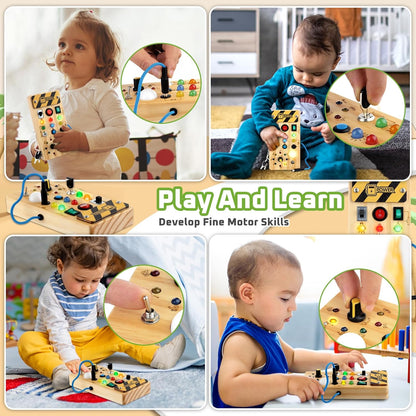 Montessori LED Busy Board Sensorisches Aktivitätsspielzeug für Kleinkinder  