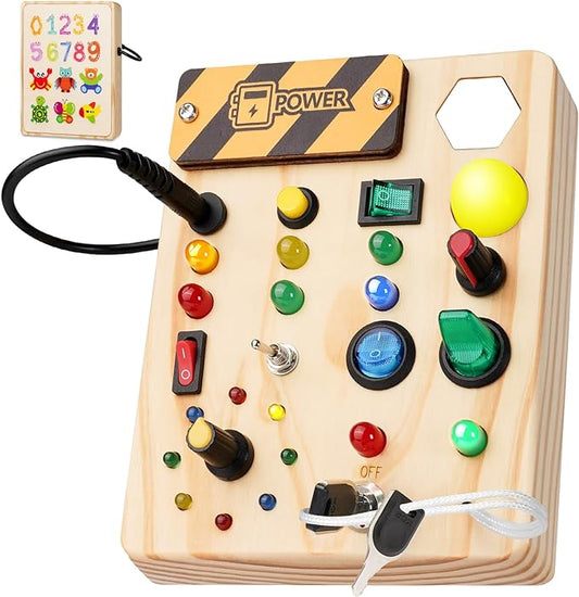 Montessori Toddler Busy Board Light Up Learning Toy for Ages 1 to 6