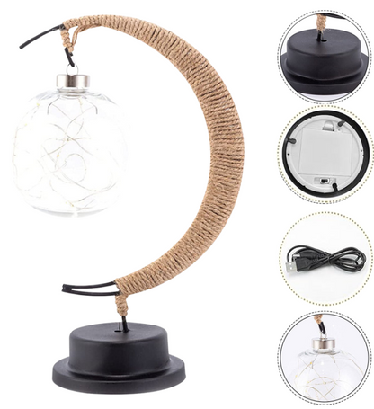 Maan-geïnspireerde tafellamp met warm licht en draadloos ontwerp op batterijen