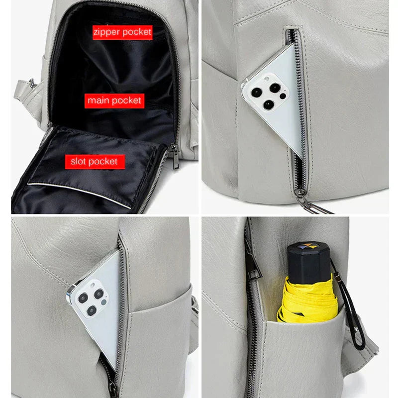 Morino Dames Leren Rugzak met Anti-diefstal Ontwerp