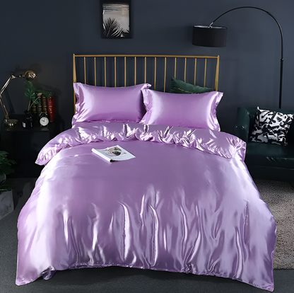 Mulberry Silk Blend Bedding Set with Duvet Cover, Fitted Sheet and Pillowcases