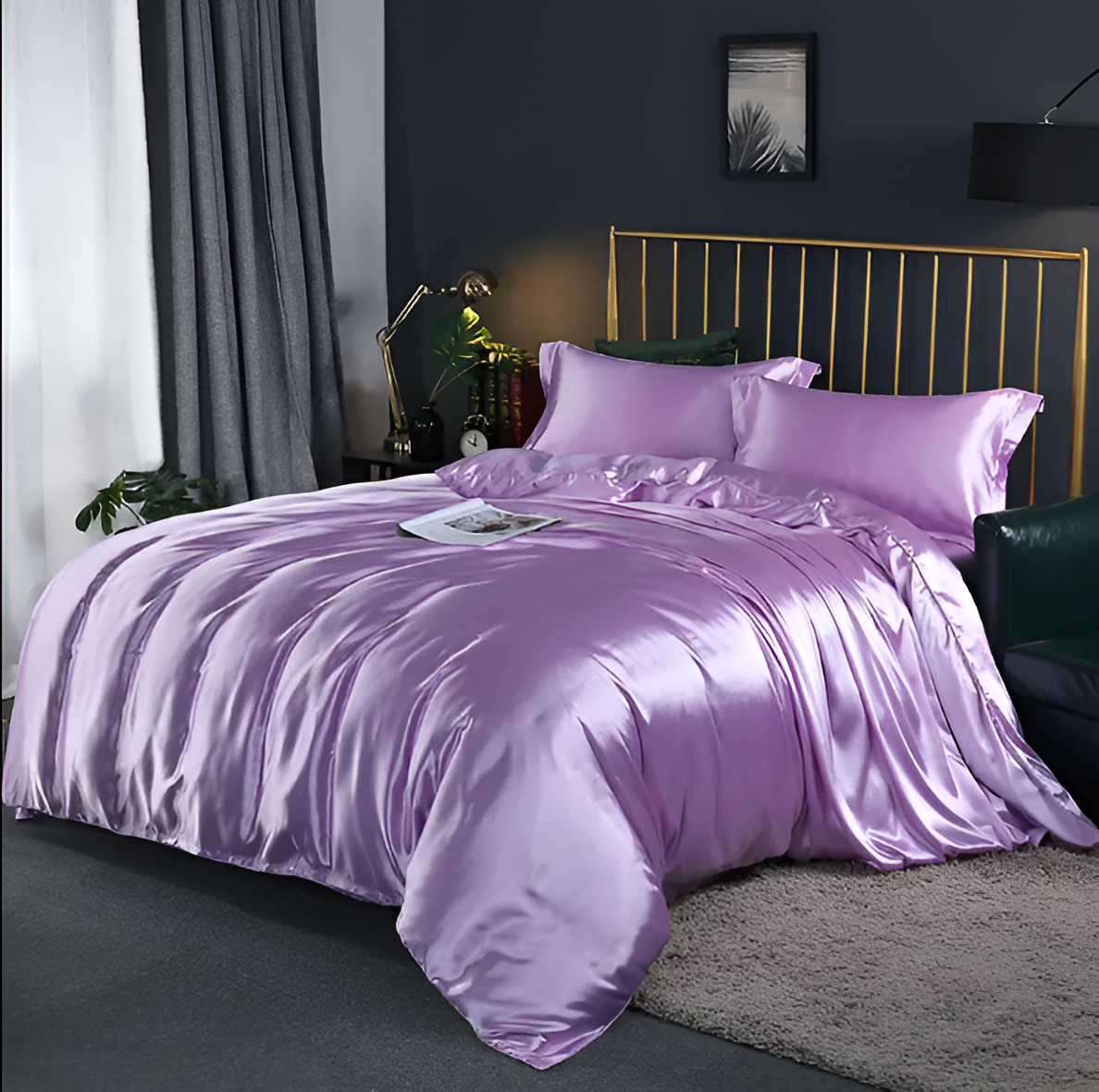 Mulberry Silk Blend Bedding Set with Duvet Cover, Fitted Sheet and Pillowcases