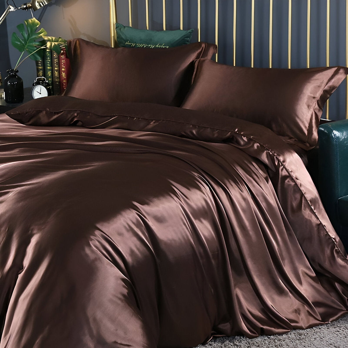 Mulberry Silk Blend Bedding Set with Duvet Cover, Fitted Sheet and Pillowcases