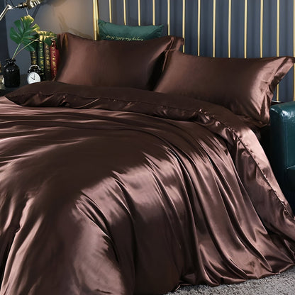 Mulberry Silk Blend Bedding Set with Duvet Cover, Fitted Sheet and Pillowcases
