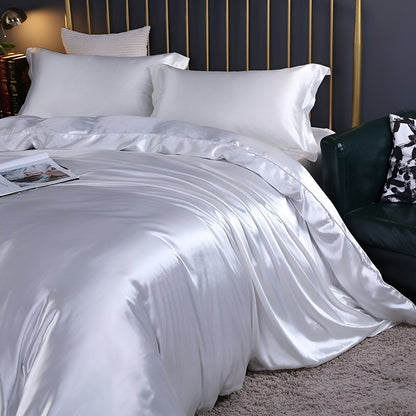 Mulberry Silk Blend Bedding Set with Duvet Cover, Fitted Sheet and Pillowcases