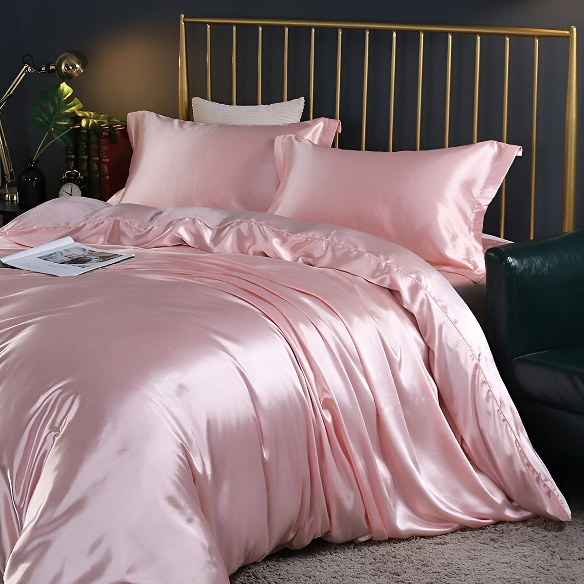 Mulberry Silk Blend Bedding Set with Duvet Cover, Fitted Sheet and Pillowcases