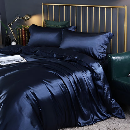 Mulberry Silk Blend Bedding Set with Duvet Cover, Fitted Sheet and Pillowcases