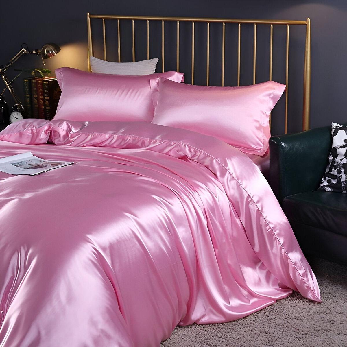 Mulberry Silk Blend Bedding Set with Duvet Cover, Fitted Sheet and Pillowcases