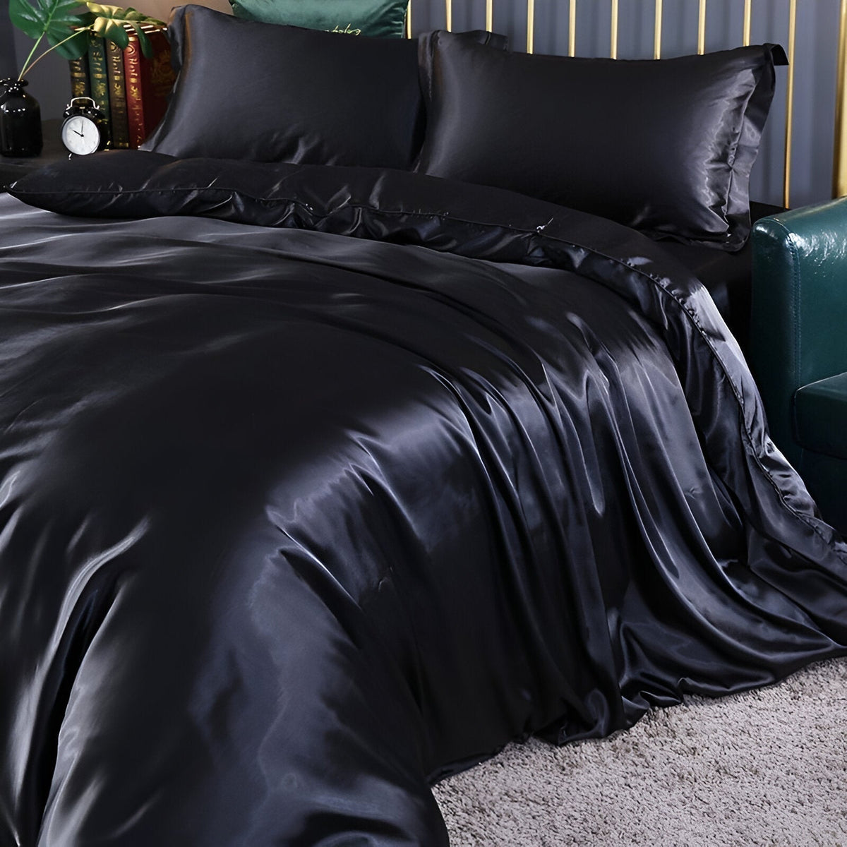 Mulberry Silk Blend Bedding Set with Duvet Cover, Fitted Sheet and Pillowcases
