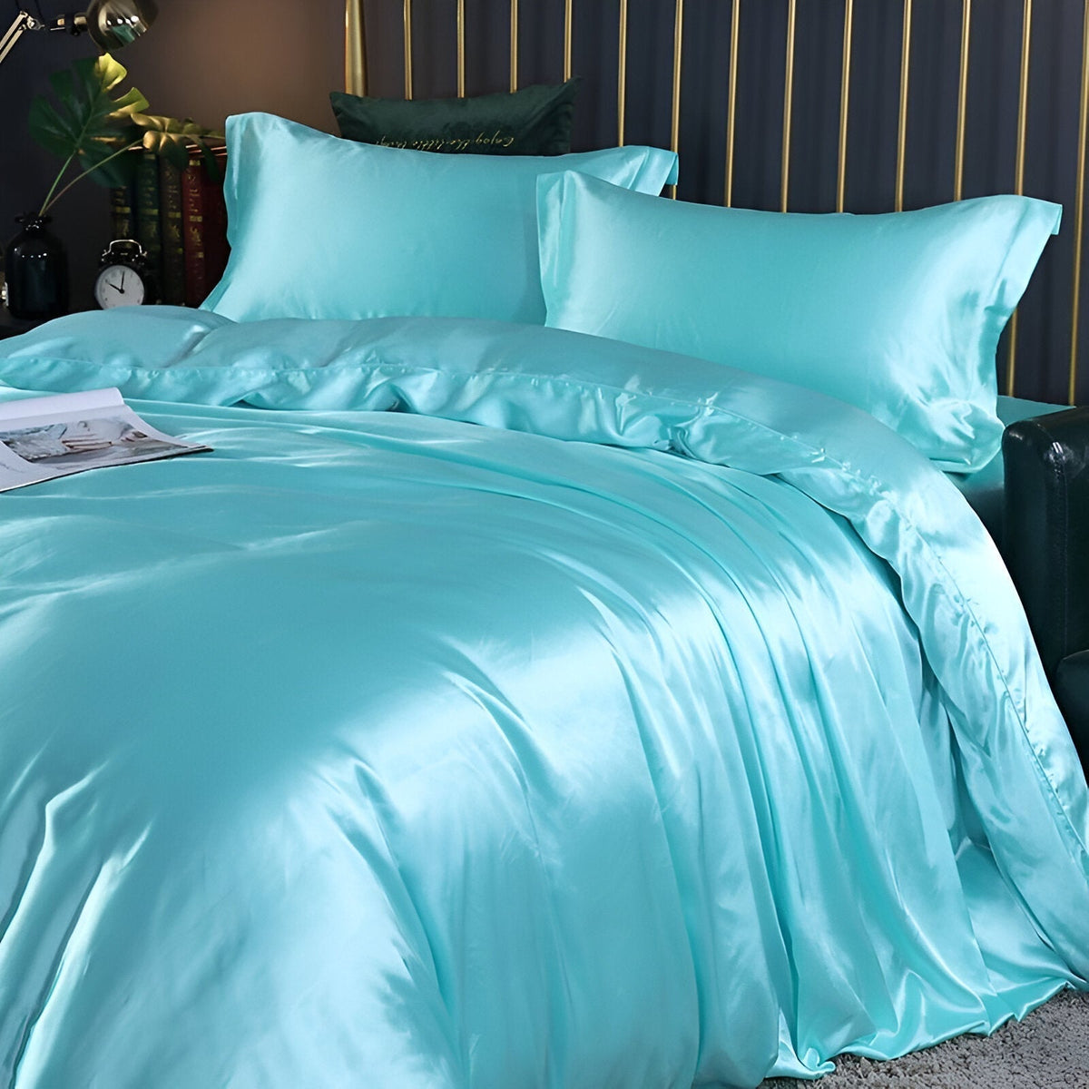 Mulberry Silk Blend Bedding Set with Duvet Cover, Fitted Sheet and Pillowcases