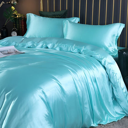 Mulberry Silk Blend Bedding Set with Duvet Cover, Fitted Sheet and Pillowcases