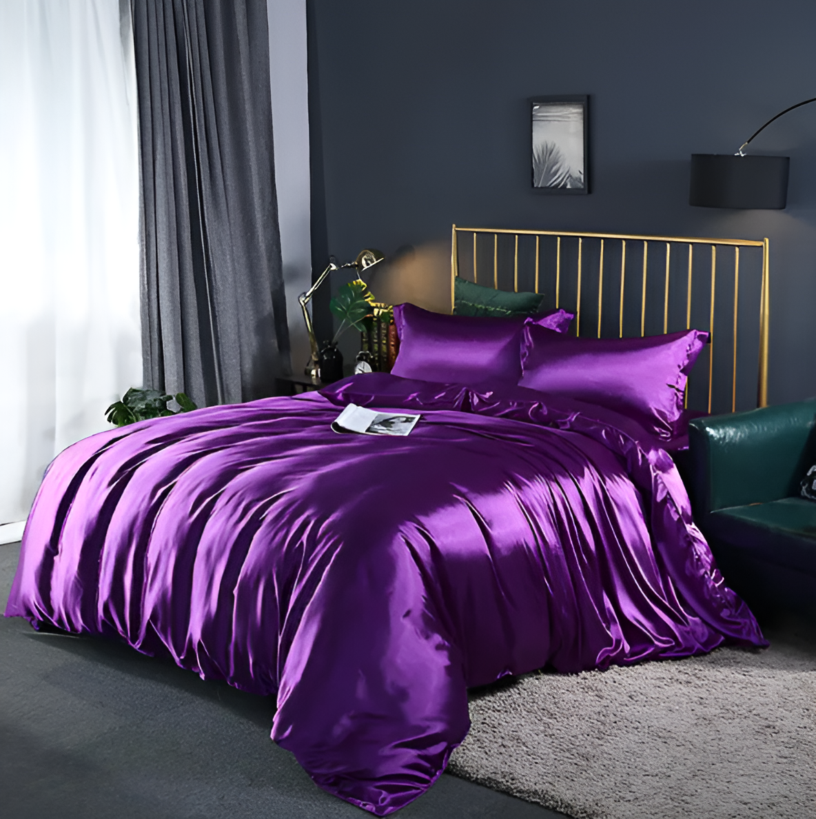 Mulberry Silk Blend Bedding Set with Duvet Cover, Fitted Sheet and Pillowcases