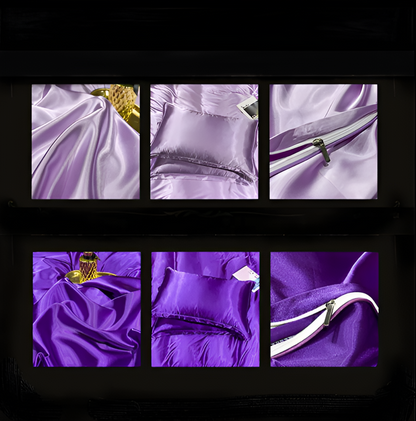 Mulberry Silk Blend Bedding Set with Duvet Cover, Fitted Sheet and Pillowcases