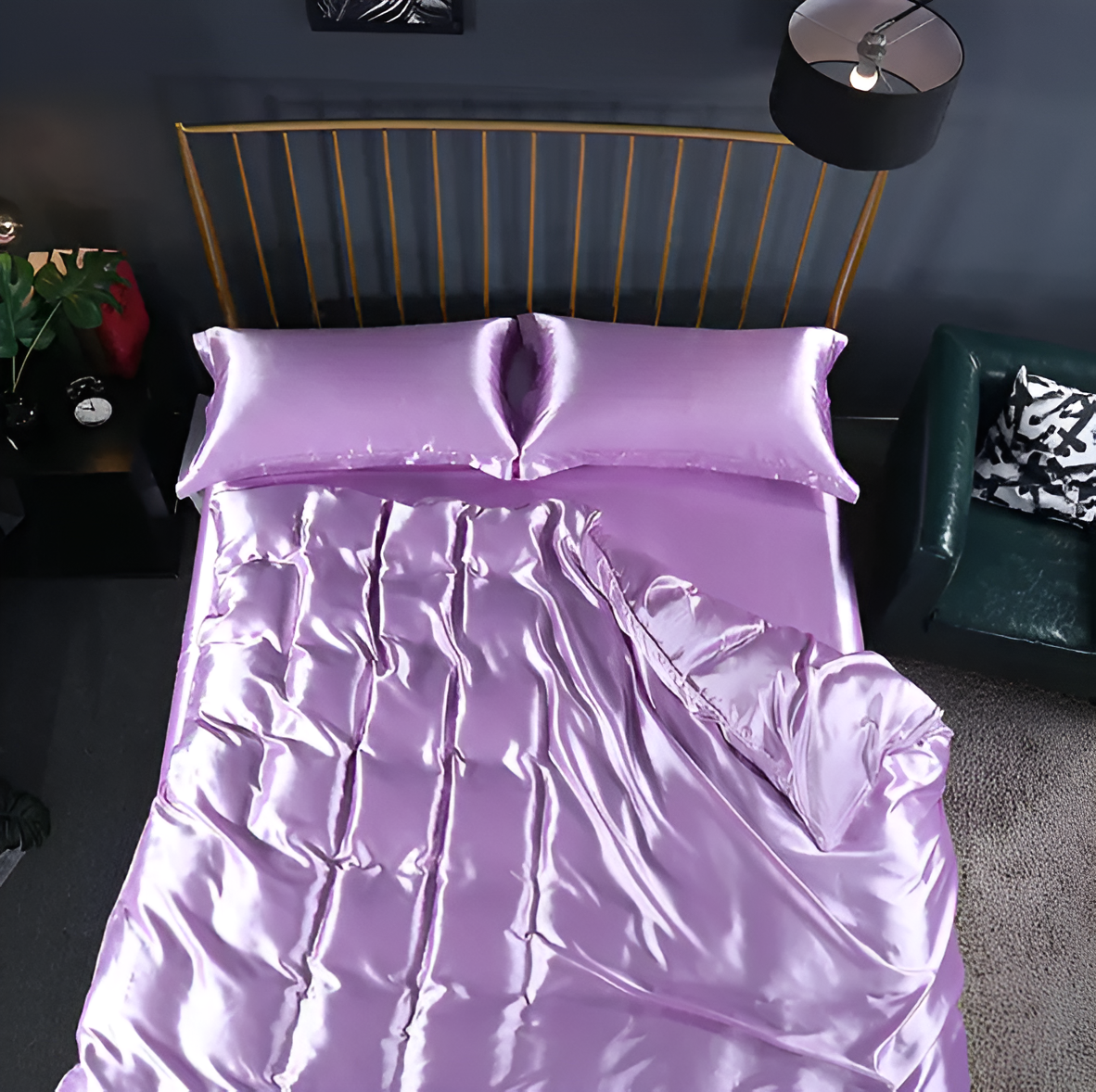 Mulberry Silk Blend Bedding Set with Duvet Cover, Fitted Sheet and Pillowcases