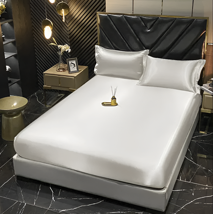 Mulberry Silk Blend Bedding Set with Duvet Cover, Fitted Sheet and Pillowcases