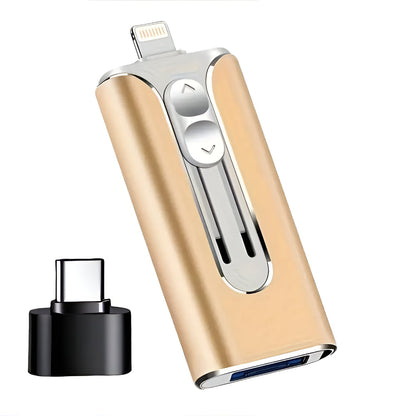 USB-flashdrev med flere stik til filopbevaring på telefon og computer