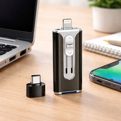USB-flashdrev med flere stik til filopbevaring på telefon og computer