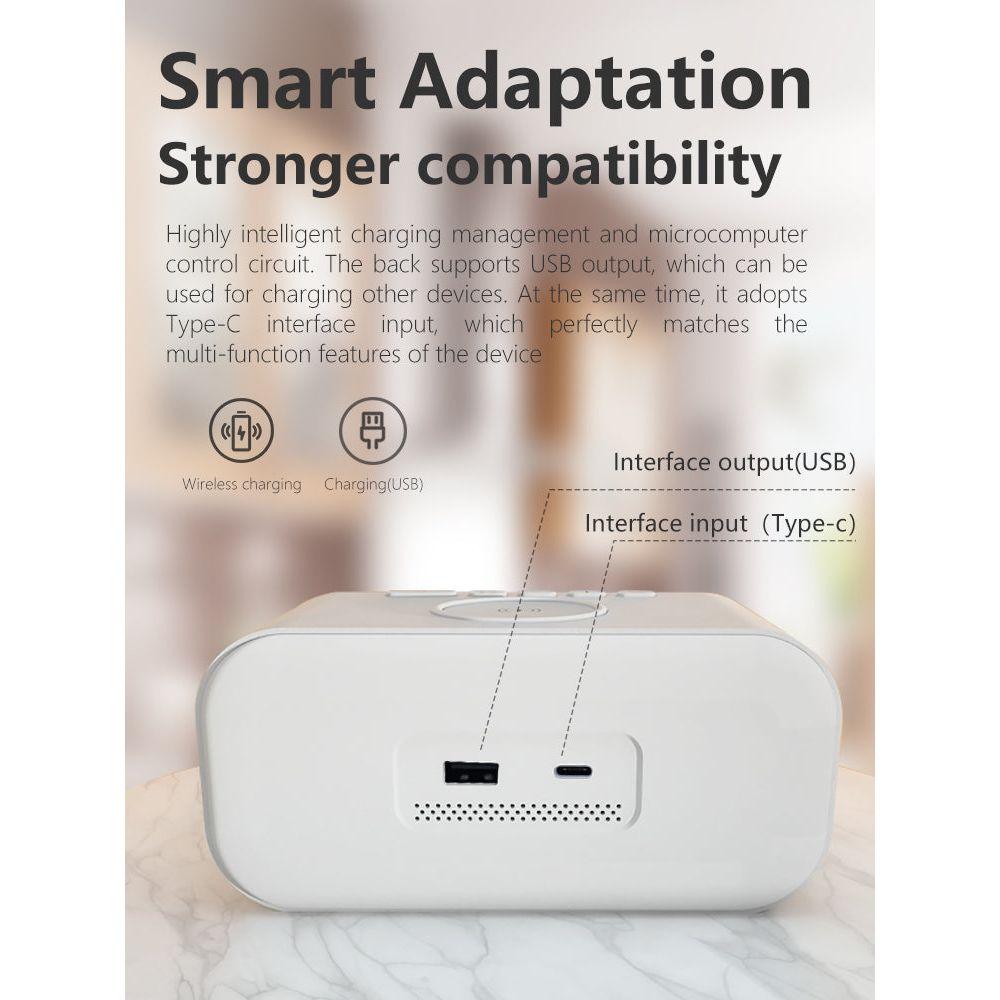 MultiTime Digital Alarm Clock with Wireless Charging – LED Bedside Clock
