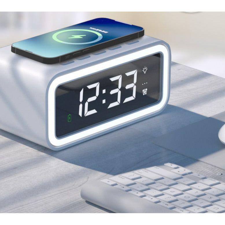 MultiTime Digital Alarm Clock with Wireless Charging – LED Bedside Clock