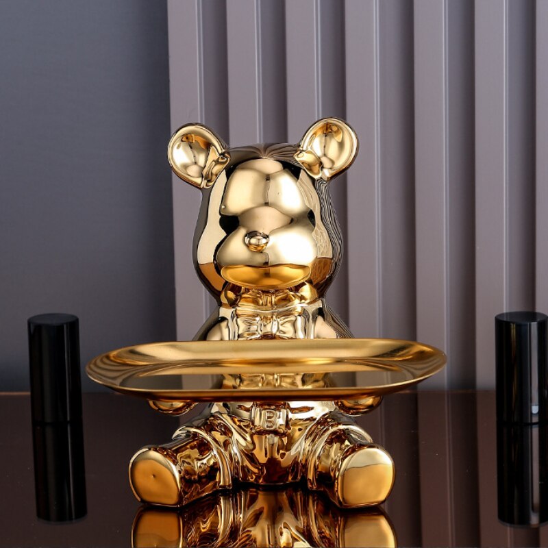 Multifunctional Metal Piggy Bank – Bear Design with Decorative Display Shelf