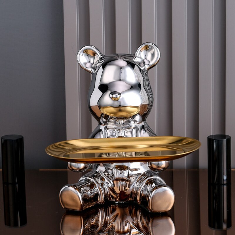 Multifunctional Metal Piggy Bank – Bear Design with Decorative Display Shelf