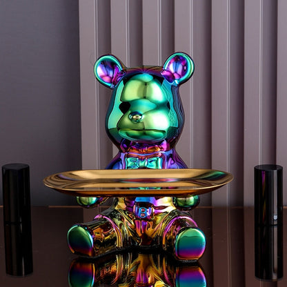 Multifunctional Metal Piggy Bank – Bear Design with Decorative Display Shelf
