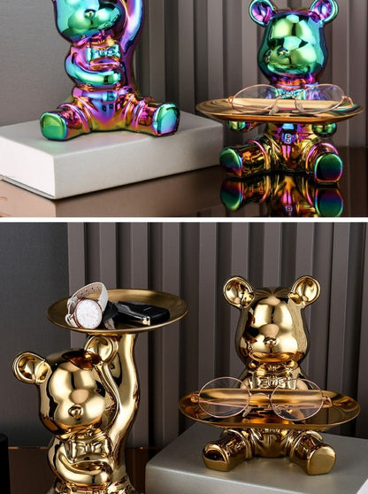 Multifunctional Metal Piggy Bank – Bear Design with Decorative Display Shelf
