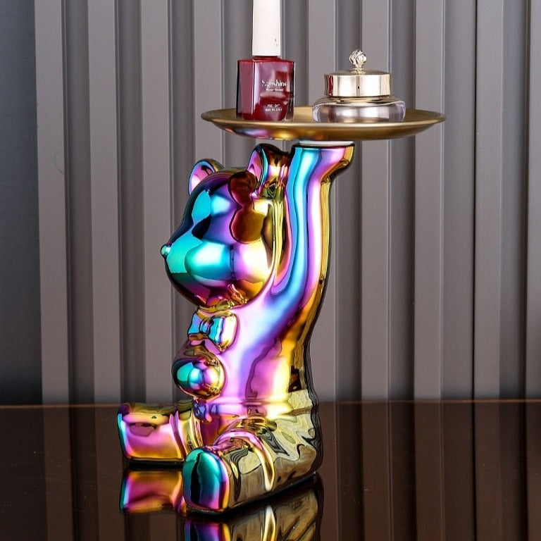 Multifunctional Metal Piggy Bank – Bear Design with Decorative Display Shelf