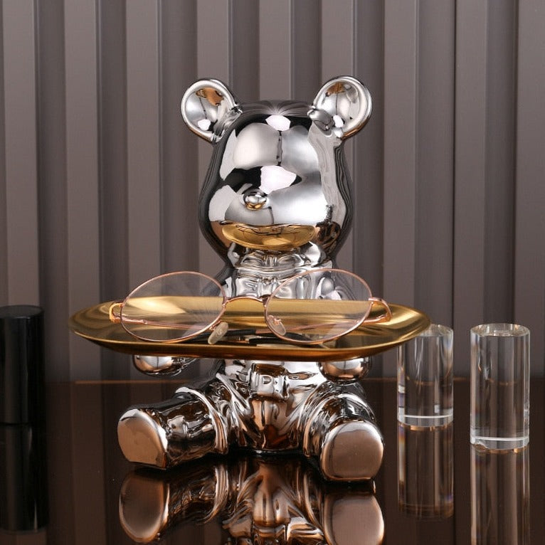 Multifunctional Metal Piggy Bank – Bear Design with Decorative Display Shelf