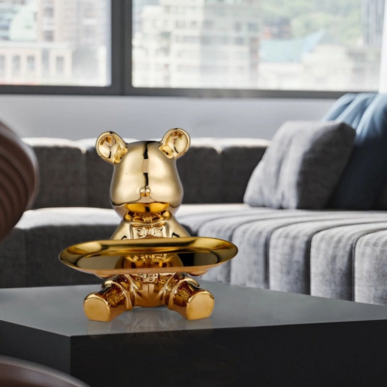 Multifunctional Metal Piggy Bank – Bear Design with Decorative Display Shelf