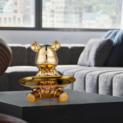 Multifunctional Metal Piggy Bank – Bear Design with Decorative Display Shelf