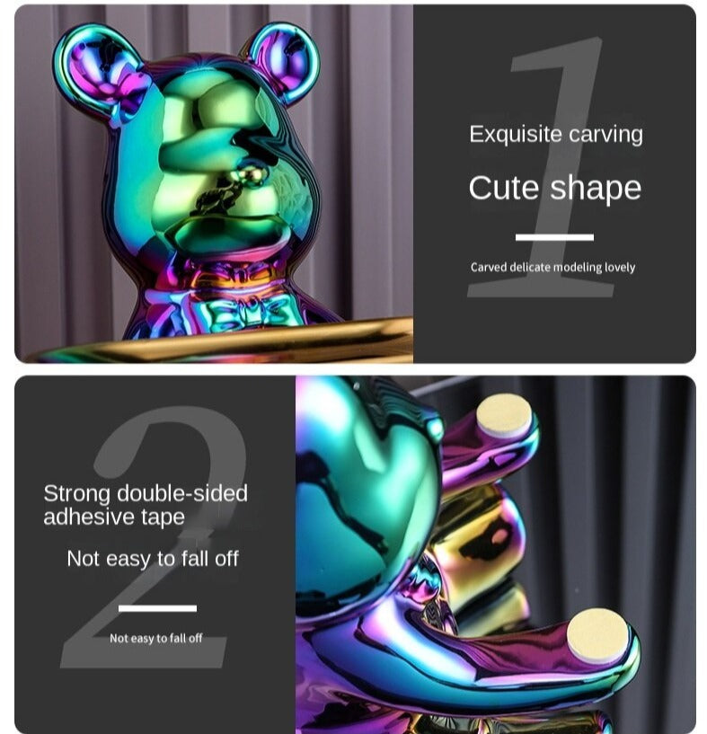 Multifunctional Metal Piggy Bank – Bear Design with Decorative Display Shelf