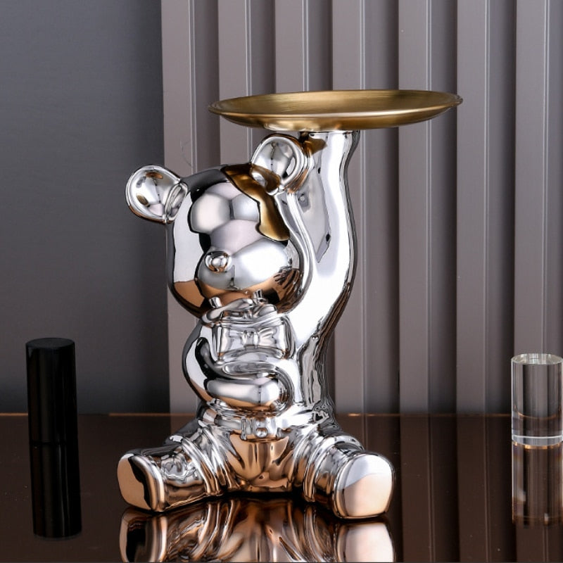 Multifunctional Metal Piggy Bank – Bear Design with Decorative Display Shelf
