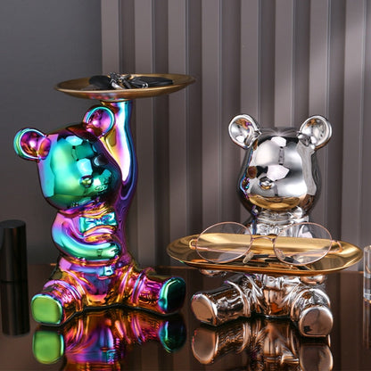 Multifunctional Metal Piggy Bank – Bear Design with Decorative Display Shelf