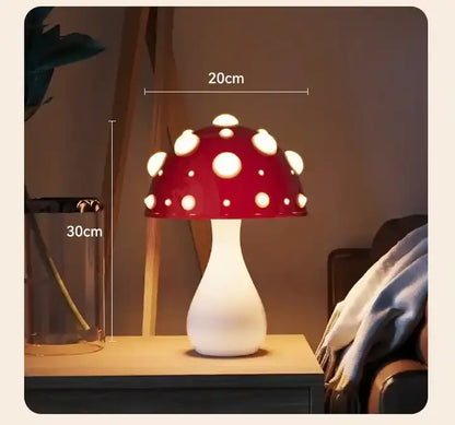 Lampa stołowa w kształcie grzybka z delikatnym światłem ambientowym i zabawnym designem