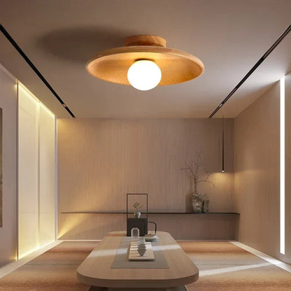 Naturalna drewniana lampa sufitowa minimalistyczna lampa wisząca