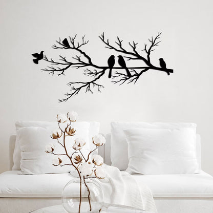 NatureCraft Moderne Metall-Wandkunst Vogeldesign Schwarze Geometrische Wohnkultur