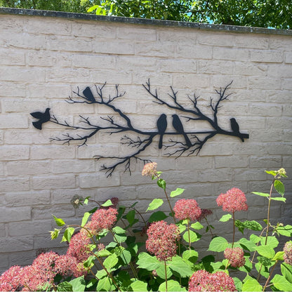 NatureCraft Moderne Metall-Wandkunst Vogeldesign Schwarze Geometrische Wohnkultur