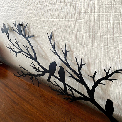 NatureCraft Moderne Metall-Wandkunst Vogeldesign Schwarze Geometrische Wohnkultur
