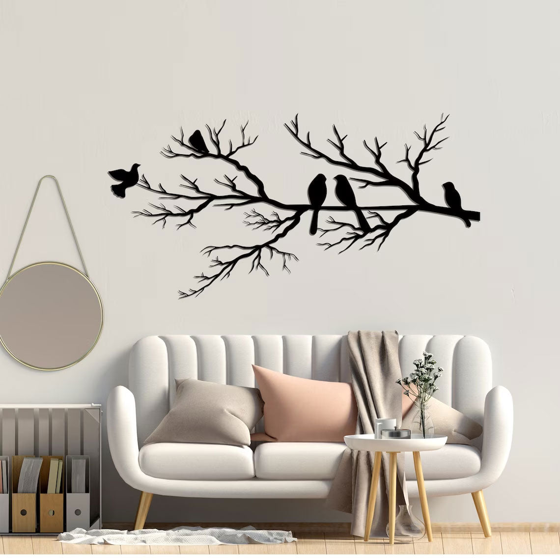 NatureCraft Moderne Metall-Wandkunst Vogeldesign Schwarze Geometrische Wohnkultur