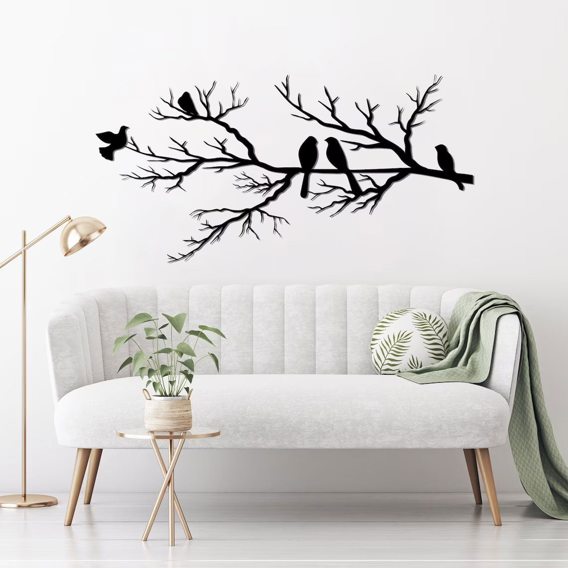 NatureCraft Moderne Metall-Wandkunst Vogeldesign Schwarze Geometrische Wohnkultur