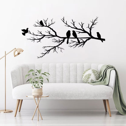 NatureCraft Moderne Metall-Wandkunst Vogeldesign Schwarze Geometrische Wohnkultur