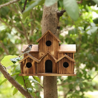 NatureNest handgefertigtes Holz-Vogelhaus für Gartenwildtiere und Außendekoration